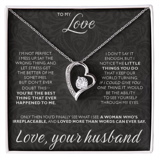 To My Wife Necklace - Romantic Birthday Jewelry Gift from Husband for Valentine’s Day & Long Lasting Memories - Forever Love Necklace - Personalize Memories