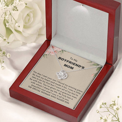 To My Boyfriend's Mom - The day I met your son I found my missing piece - Love Knot Necklace - Personalize Memories