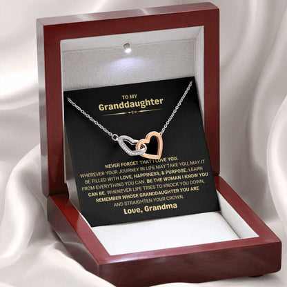 To My Granddaughter Necklace – Holiday Graduation Gift for Granddaughter from Grandma – Interlocking Hearts Necklace - Personalize Memories