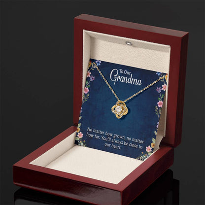To Our Grandma - You will always be close to our heart - Gift for Grandmother Grandma - Love Knot Necklace - Personalize Memories