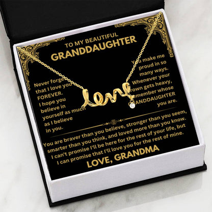 To My Granddaughter Necklace – Birthday & Valentine’s Gift from Grandma – Scripted Love Necklace - Personalize Memories