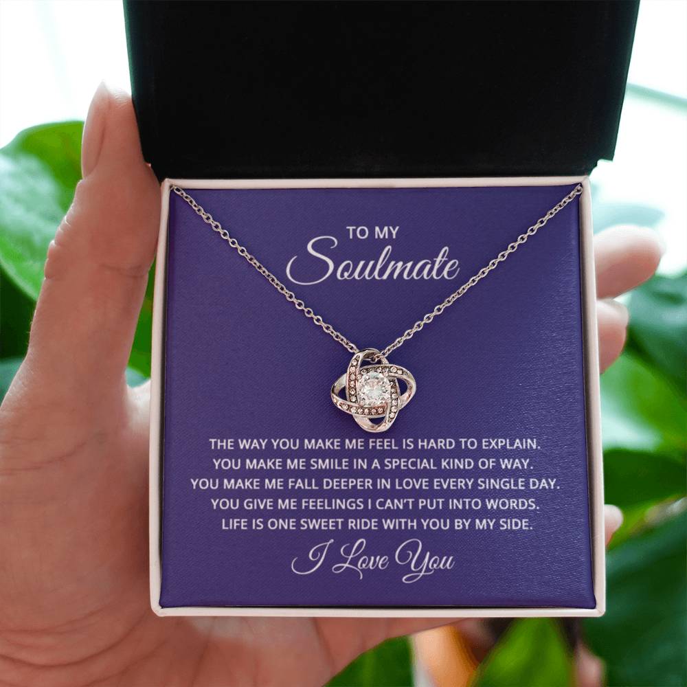 To My Soulmate Necklace - Romantic Necklace Gift for Her for Birthday & More - Love Knot Necklace - Personalize Memories