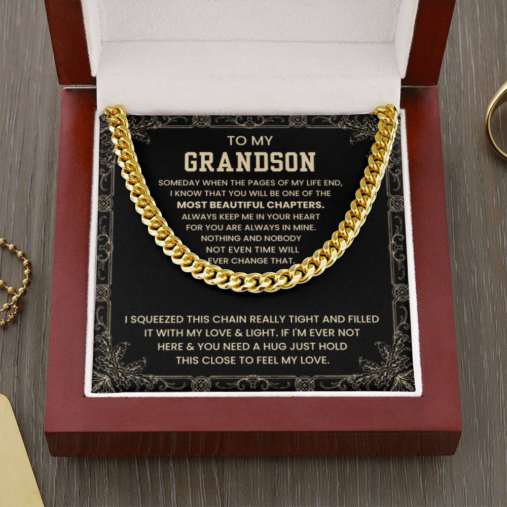 To My Grandson - Someday when the pages of my life end - Cuban Link Chain - Personalize Memories