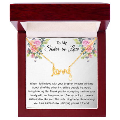 To My Sister In Law Necklace - Gift for Bonus Sister - Scripted Love Necklace - Personalize Memories