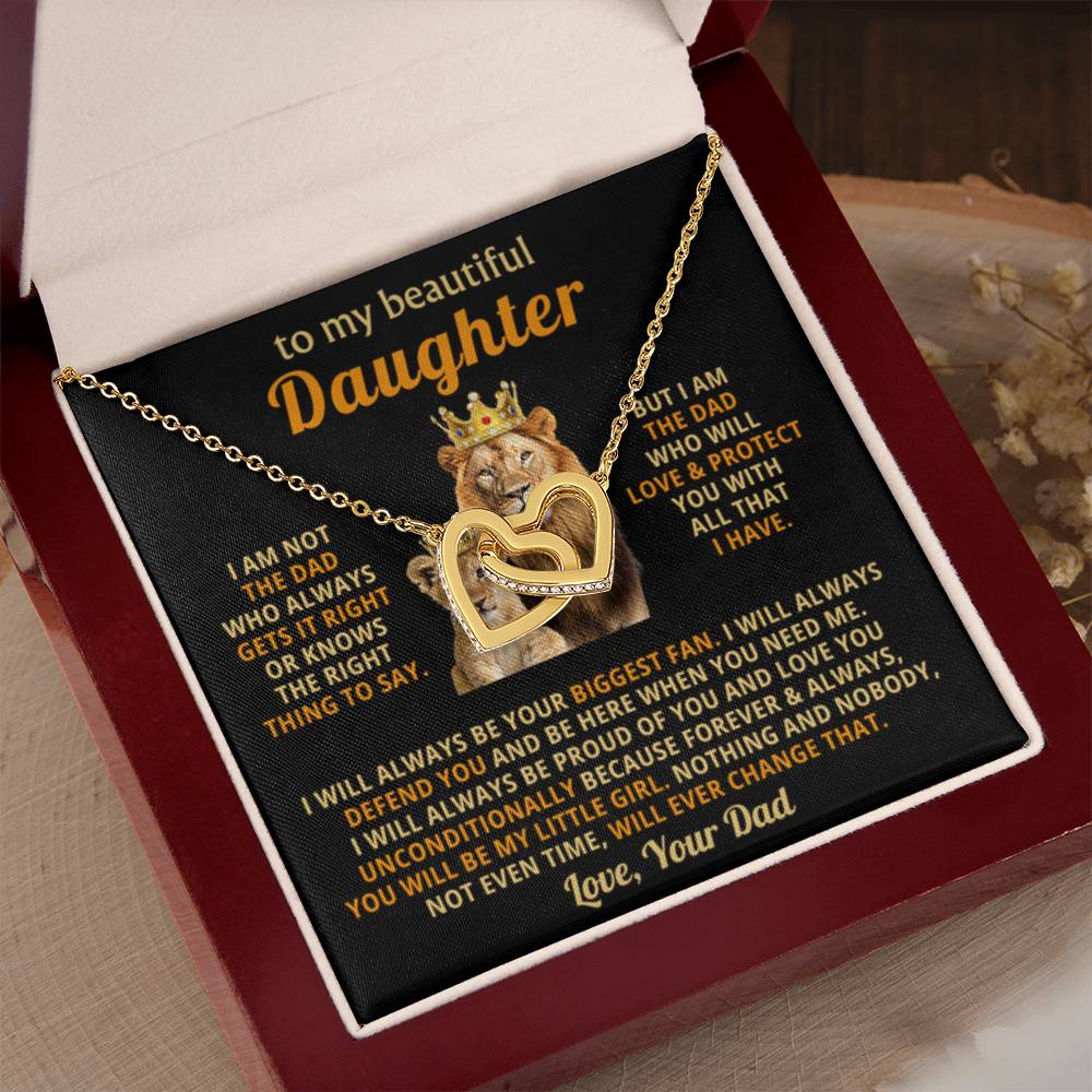 To My Daughter Necklace - Emotional Father to Daughter Jewelry for Birthday, Christmas & Life Happiness - Interlocking Hearts Necklace - Personalize Memories