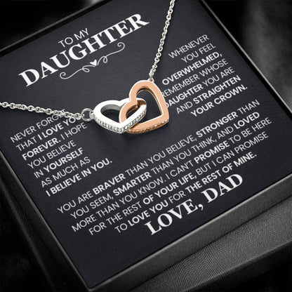 To My Daughter Necklace - Heartwarming Gift from Dad for Daughter’s Birthday & Meaningful Achievements - Interlocking Hearts Necklace - Personalize Memories