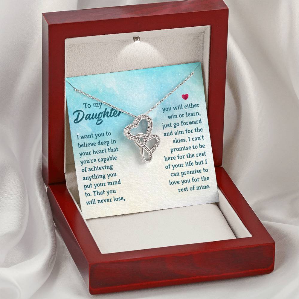 To My Daughter Necklace - Daughter Milestone Gift - Heart-to-heart Pendant Necklace - Personalize Memories