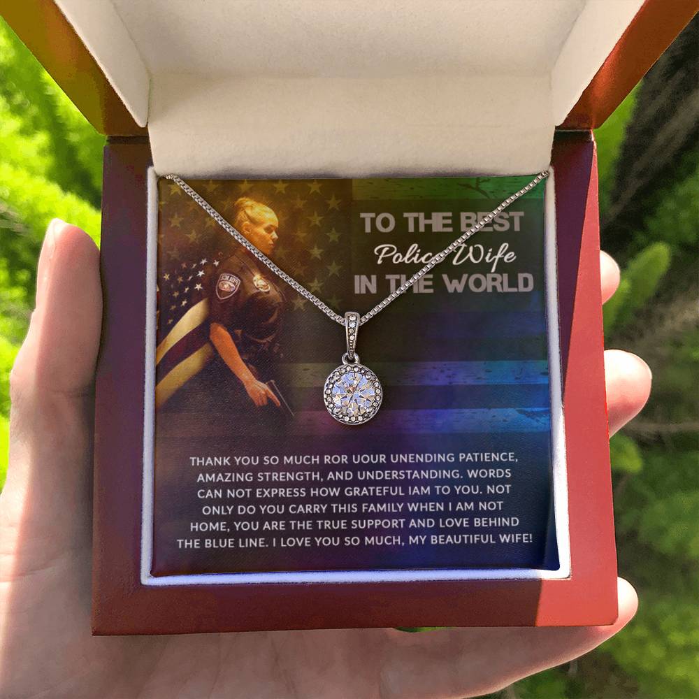 To The Best Police Wife In The World - Eternal Hope Necklace - Gift for Wife from Husband - Personalize Memories