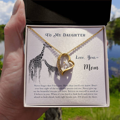 To My Daughter Necklace - Meaningful Daughter Gift from Mom for Forever Love & Support - Forever Love Necklace - Personalize Memories