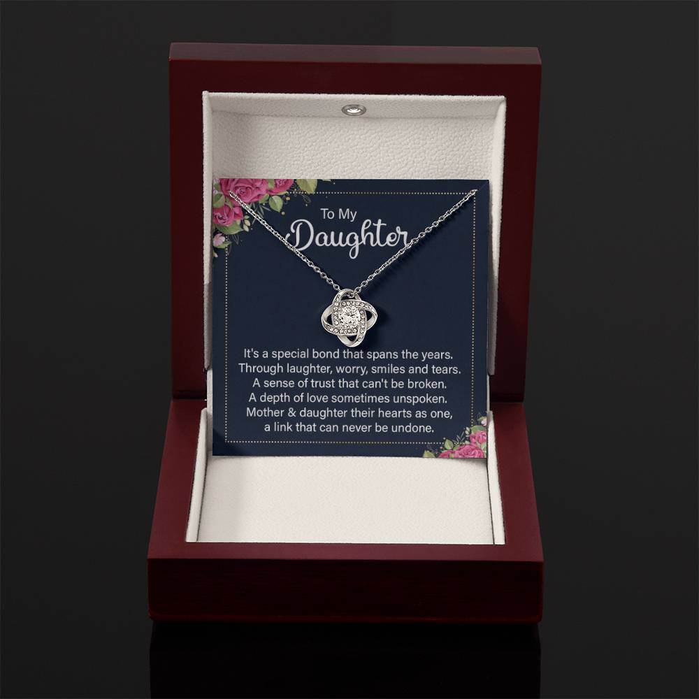 To My Daughter Necklace – Birthday, Graduation Keepsake for Daughter – Love Knot Necklace - Personalize Memories