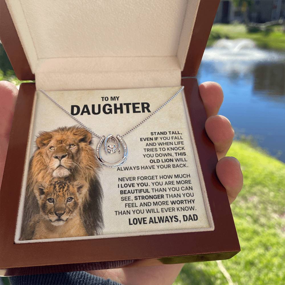 To My Daughter Necklace - Stand Tall - Daughter Present from Dad - Lucky In Love Necklace - Personalize Memories