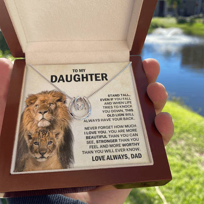 To My Daughter Necklace - Stand Tall - Daughter Present from Dad - Lucky In Love Necklace - Personalize Memories