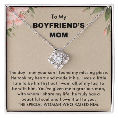 To My Boyfriend's Mom - The day I met your son I found my missing piece - Love Knot Necklace - Personalize Memories