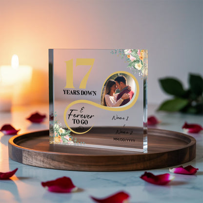 Personalized Acrylic Block, Custom Photo, Happy 17th Wedding Anniversary Gifts, Marriage Gifts, 17 Year Married Gift Wife Husband Present