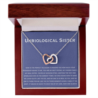 Unbiological Sister Necklace - Gift for Bonus Sister - Interlocking Hearts Necklace - Personalize Memories