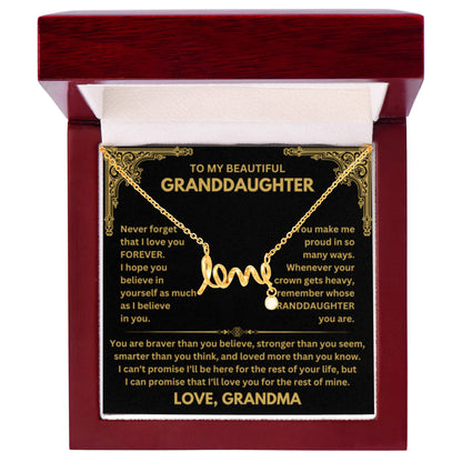 To My Granddaughter Necklace – Birthday & Valentine’s Gift from Grandma – Scripted Love Necklace - Personalize Memories