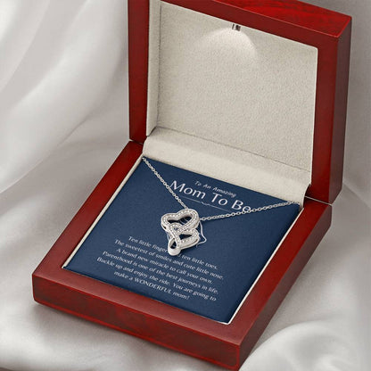 To An Amazing Mama To Be - Ten little fingers and ten little toes - Heart-to-heart Pendant Necklace - Personalize Memories