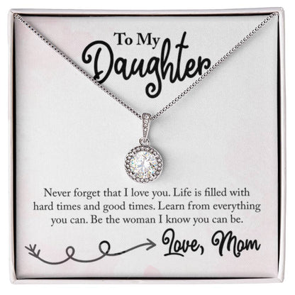 To My Daughter Necklace - Proud Mom to Daughter Jewelry for Birthday, Graduation & Special Celebrations - Eternal Hope Necklace - Personalize Memories