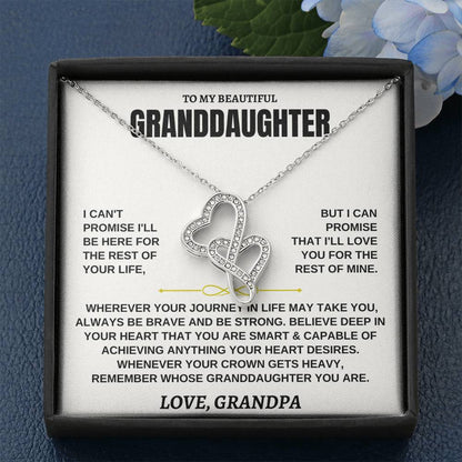 To My Beautiful Granddaughter - I'll Love You For The Rest Of Mine - Heart-to-heart Necklace - Gift for Granddaughter from Grandpa - Personalize Memories