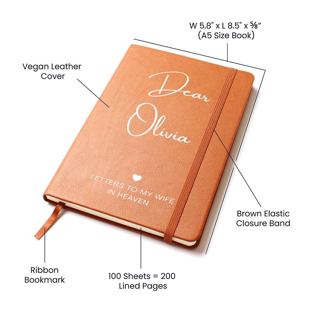Personalized Grief Journal - Letters To My Wife - Custom Sympathy Gift for Loss