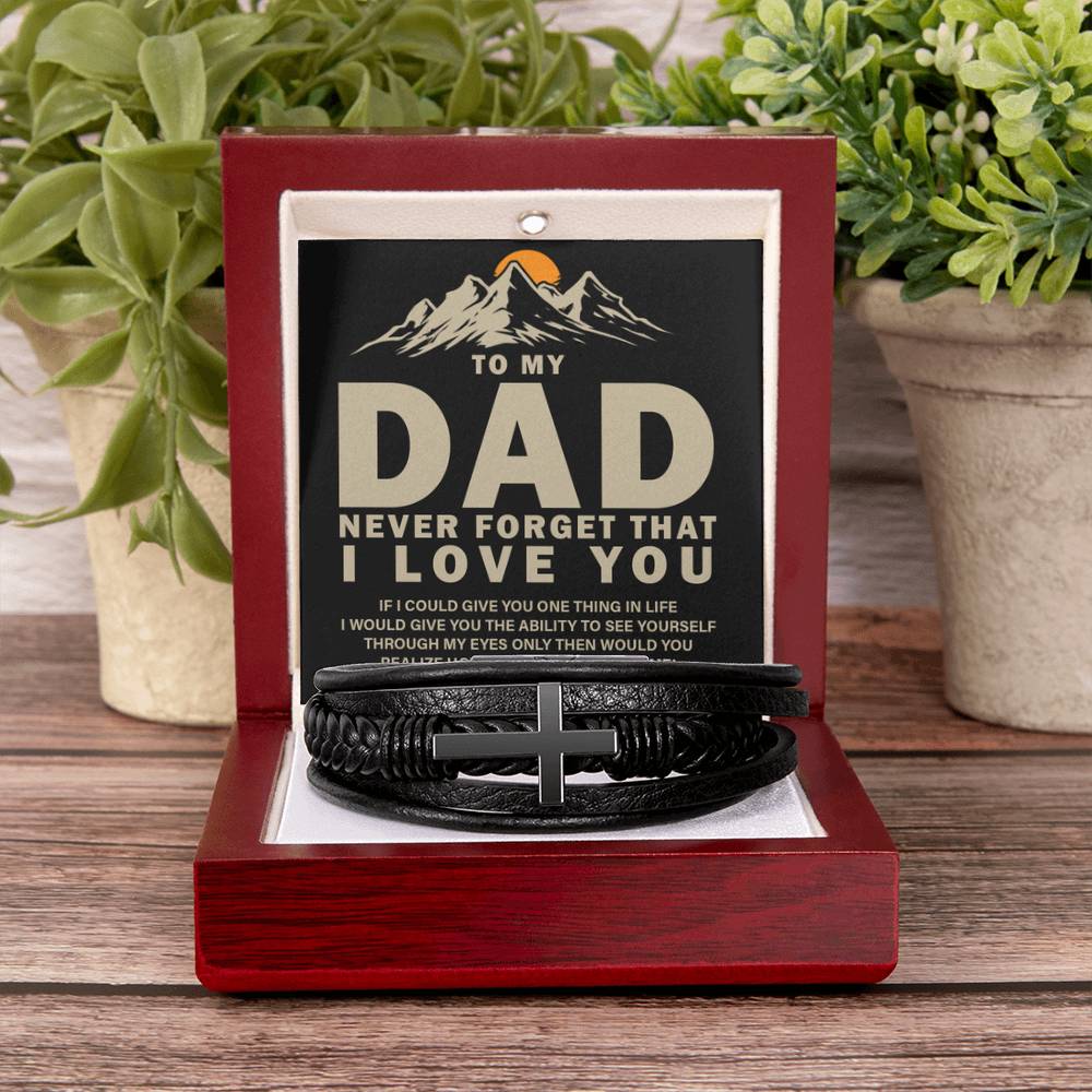 To My Dad - Never forget that I love you - Men's Cross Bracelet - Personalize Memories