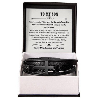Son Gift – Graduation, Birthday, Holiday – Men’s Cross Bracelet - Personalize Memories