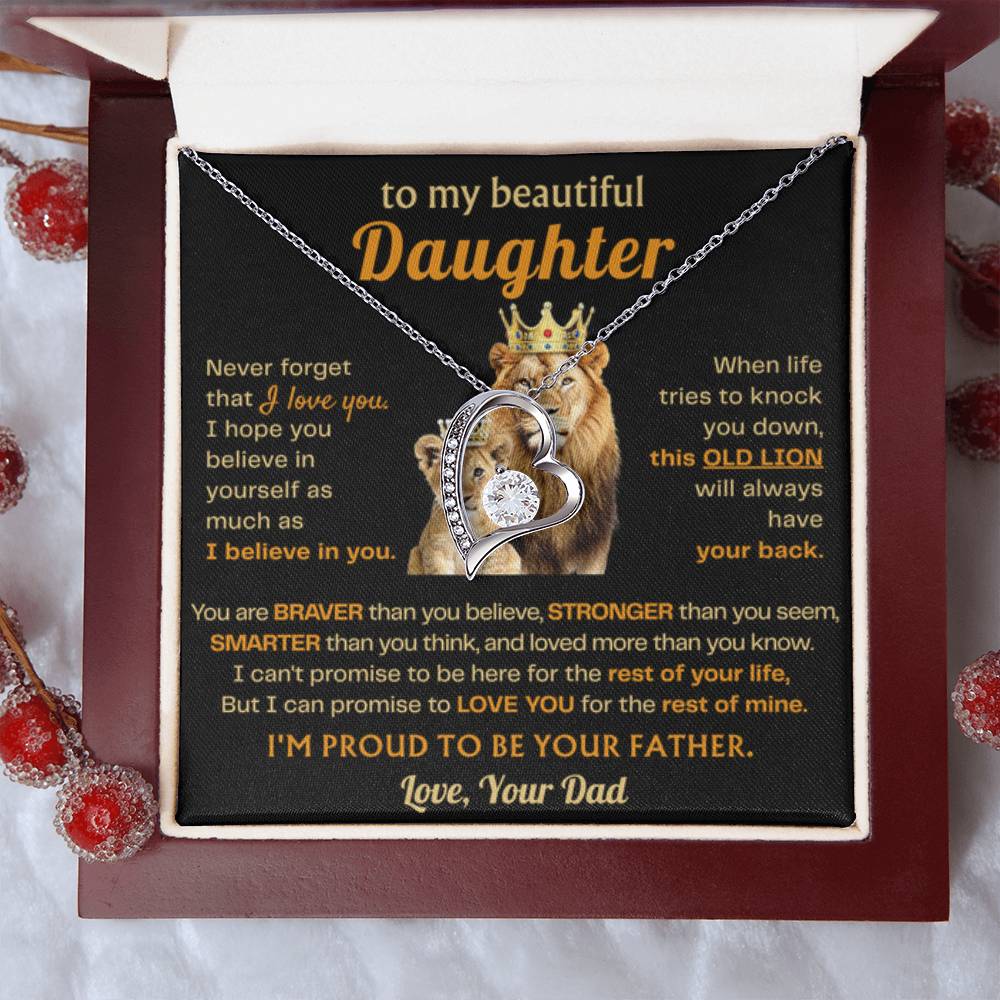 To My Daughter Necklace - Sentimental Jewelry Gift from Dad for Graduation & Life Achievements - Forever Love Necklace - Personalize Memories