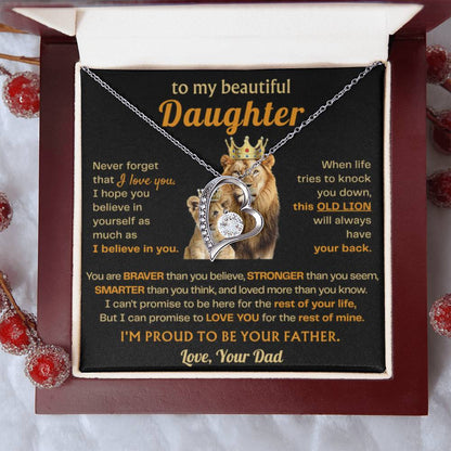 To My Daughter Necklace - Sentimental Jewelry Gift from Dad for Graduation & Life Achievements - Forever Love Necklace - Personalize Memories