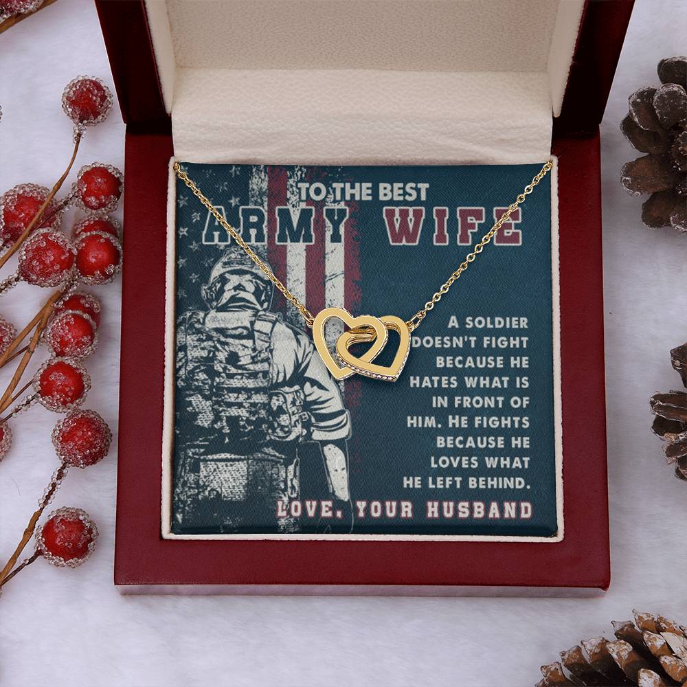 To The Best Army Wife Interlocking Hearts Necklace from Husband - Personalize Memories