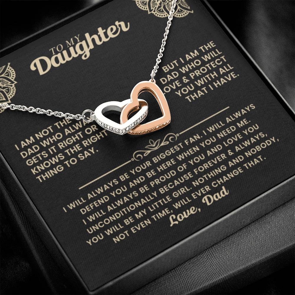 To My Daughter Necklace - Father to Daughter Gift for Graduation, Birthday & Big Life Moments - Interlocking Hearts Necklace - Personalize Memories