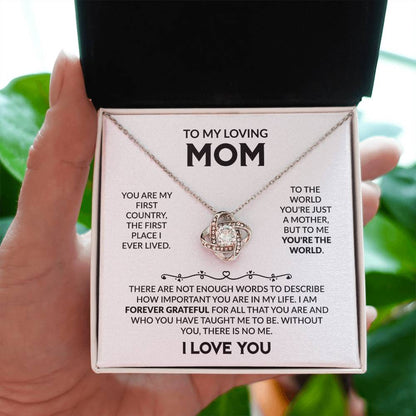 Gift for Mom - I Am Forever Grateful - Love Knot Necklace - Personalize Memories