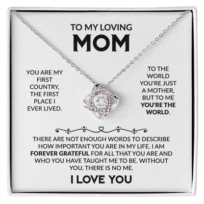 Gift for Mom - I Am Forever Grateful - Love Knot Necklace - Personalize Memories