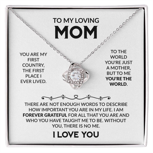 Gift for Mom - I Am Forever Grateful - Love Knot Necklace - Personalize Memories