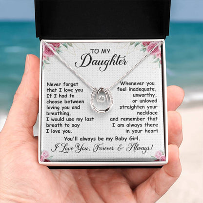 To My Daughter Necklace – Daughter Necklace for Graduation & Birthday Events – Lucky In Love Necklace - Personalize Memories