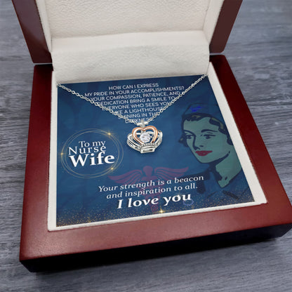 Sentimental Gift for Nurse Wife - Emotional Husband-to-Wife Jewelry for Birthday, Christmas & Valentine’s Day - Crown Pendant Necklace - Personalize Memories
