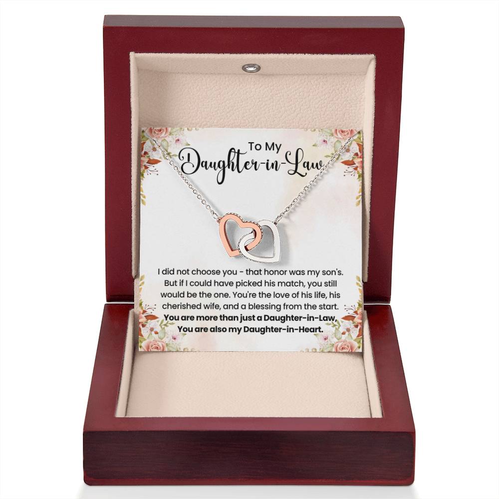 To My Beautiful Daughter In Law - Interlocking Hearts Necklace - Gift for Bonus Daughter - Personalize Memories