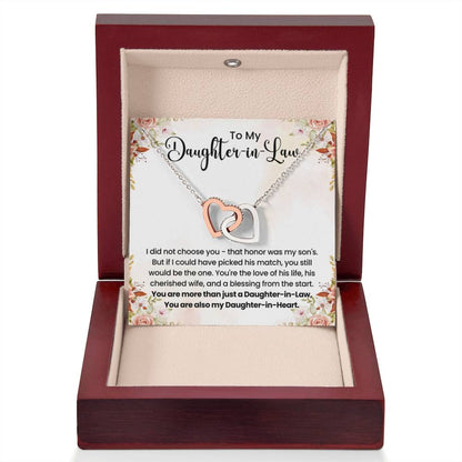 To My Beautiful Daughter In Law - Interlocking Hearts Necklace - Gift for Bonus Daughter - Personalize Memories