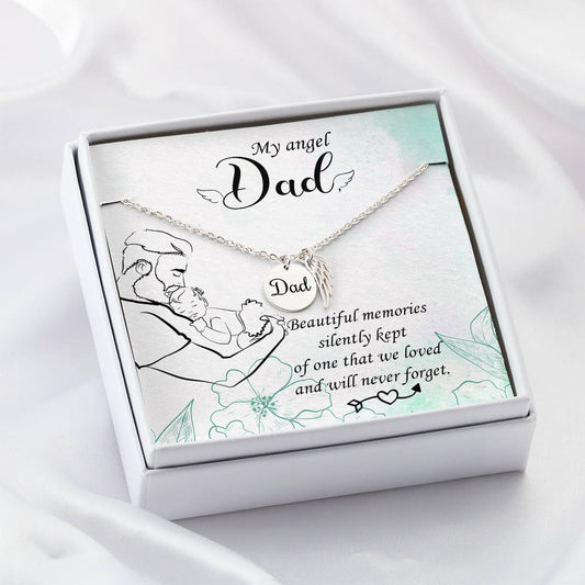 Dad Remembrance Necklace - My Angle Dad - Loss of Dad Gift