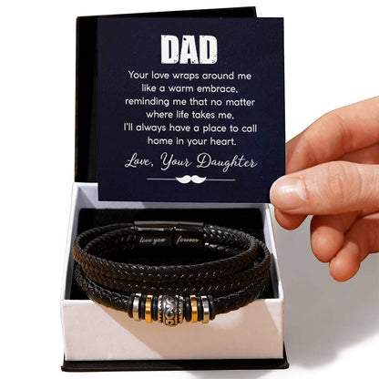 Gift for Dad from Daughter - Your love wraps around me like a warm embrace - Love You Forever Bracelet - Personalize Memories