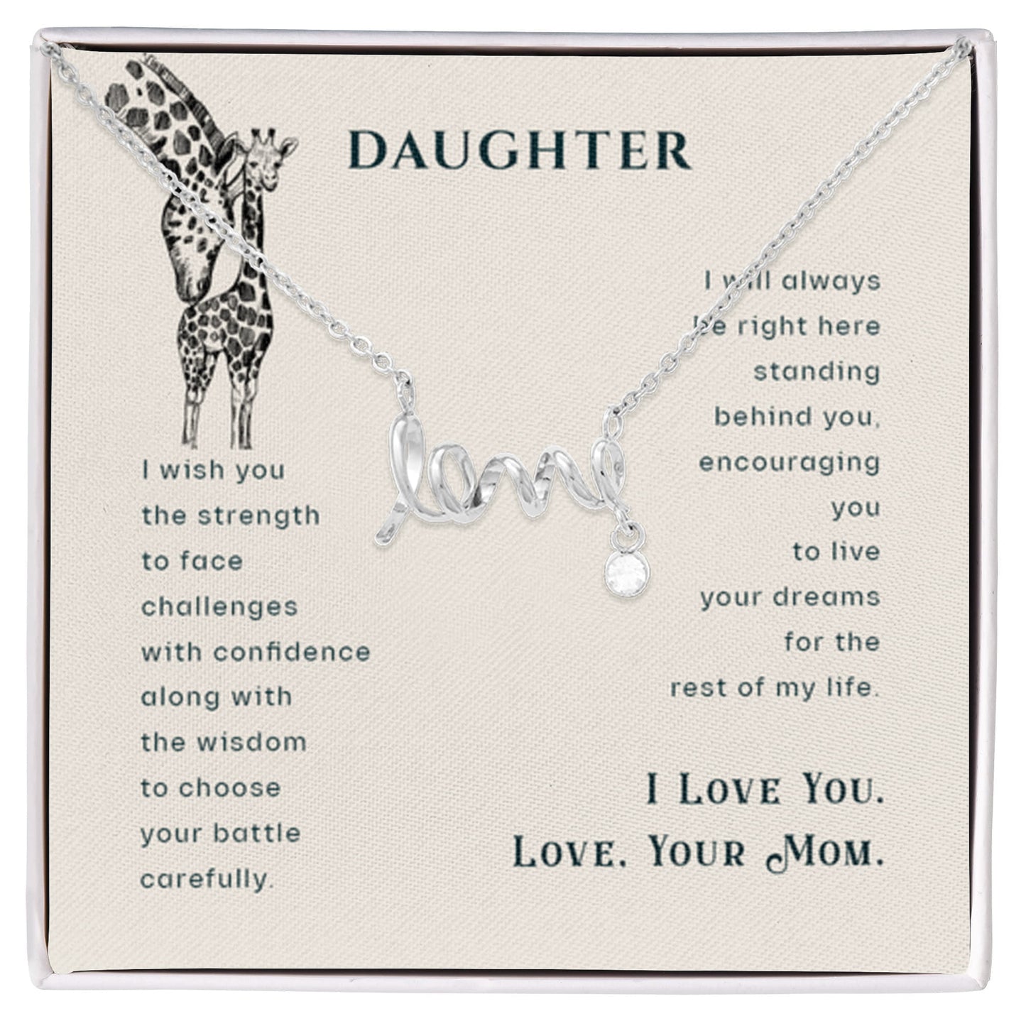 To My Daughter Necklace – Daughter’s Jewelry Gift by Mom – Scripted Love Necklace - Personalize Memories