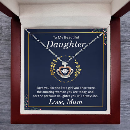 To My Daughter Necklace – Birthday Christmas Gift Necklace for Daughter from Mum – Crown Pendant Necklace - Personalize Memories