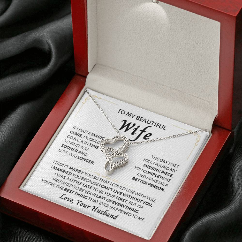 To My Wife Necklace - Beautiful Wife Jewelry Gift for Birthday, Valentine’s Day & Special Romantic Moments - Heart-to-heart Pendant Necklace - Personalize Memories