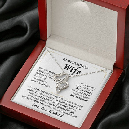 To My Wife Necklace - Beautiful Wife Jewelry Gift for Birthday, Valentine’s Day & Special Romantic Moments - Heart-to-heart Pendant Necklace - Personalize Memories