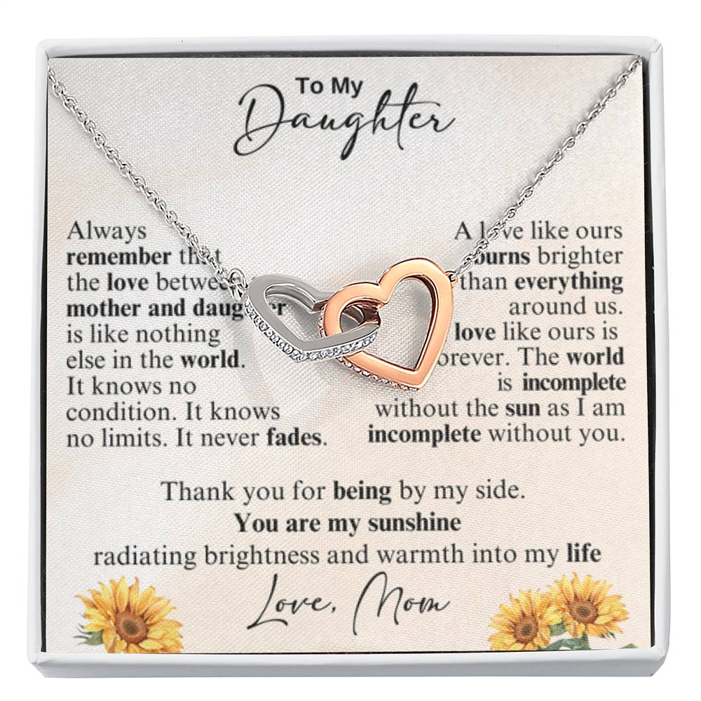 Beautiful Gift for Daughter from Mom - You're my sunshine - Interlocking Hearts Necklace - Personalize Memories