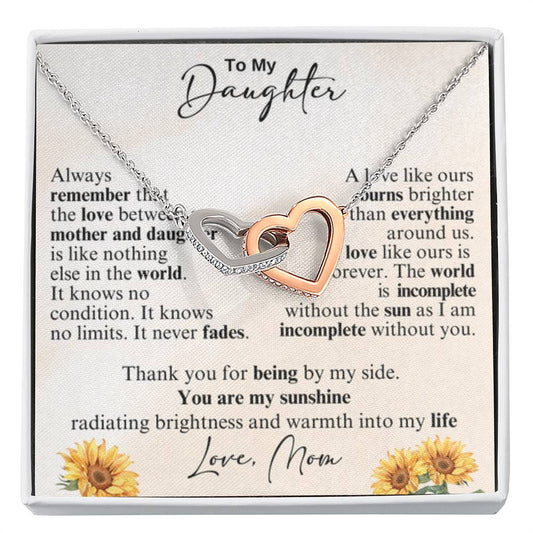 Beautiful Gift for Daughter from Mom - You're my sunshine - Interlocking Hearts Necklace - Personalize Memories