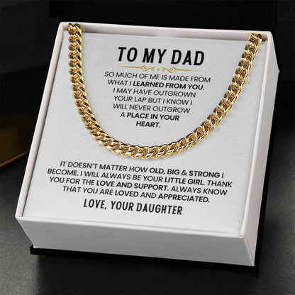 To My Dad Gift from Daughter - A Place In Your Heart - Cuban Link Chain - Personalize Memories