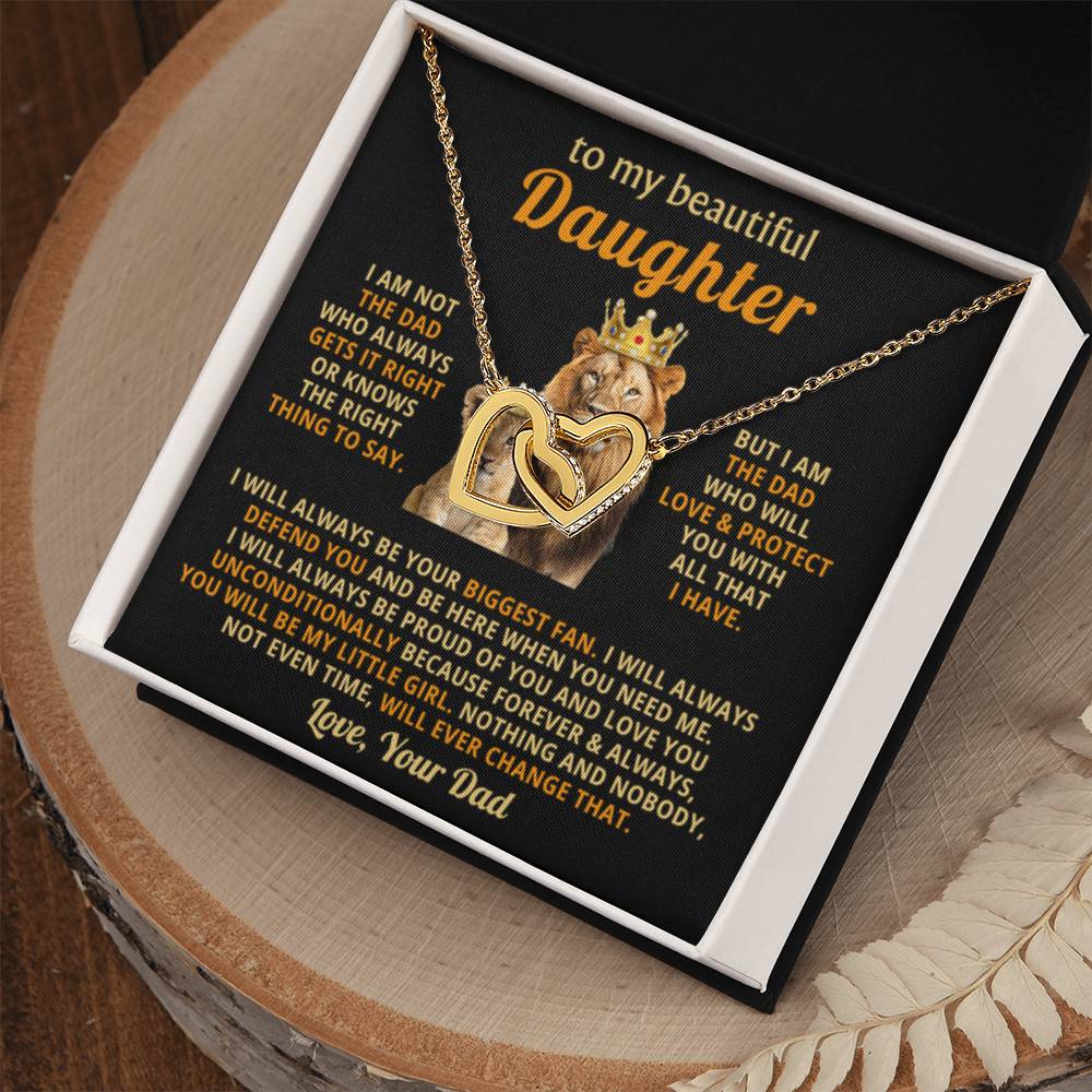 To My Daughter Necklace - Emotional Father to Daughter Jewelry for Birthday, Christmas & Life Happiness - Interlocking Hearts Necklace - Personalize Memories