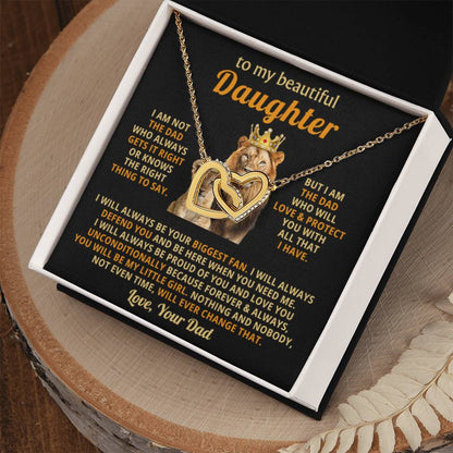To My Daughter Necklace - Emotional Father to Daughter Jewelry for Birthday, Christmas & Life Happiness - Interlocking Hearts Necklace - Personalize Memories