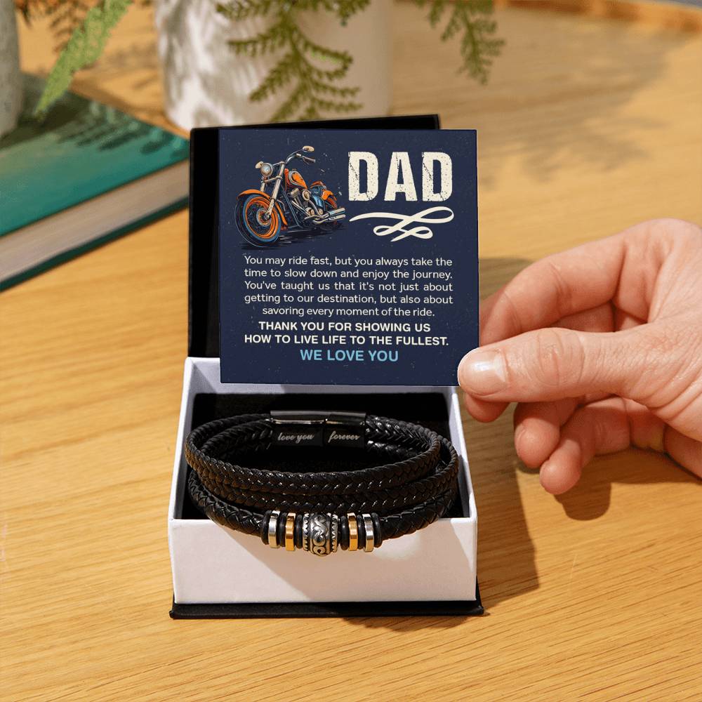 Gift for Dad from Kids - #1 Biker Dad - Love You Forever Bracelet - Personalize Memories
