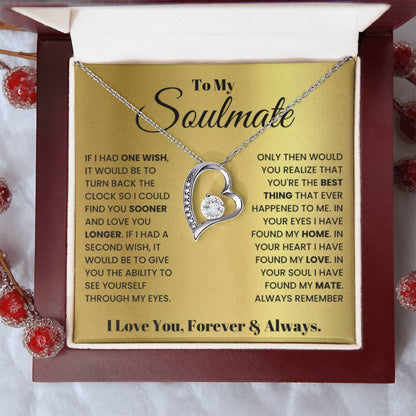 To My Beautiful Soulmate Necklace - Soulmate Gift for Her for Holiday Celebrations & Romance - Forever Love Necklace - Personalize Memories